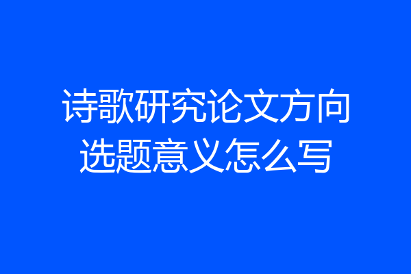 诗歌研究论文方向选题意义怎么写