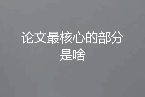 论文最核心的部分是啥