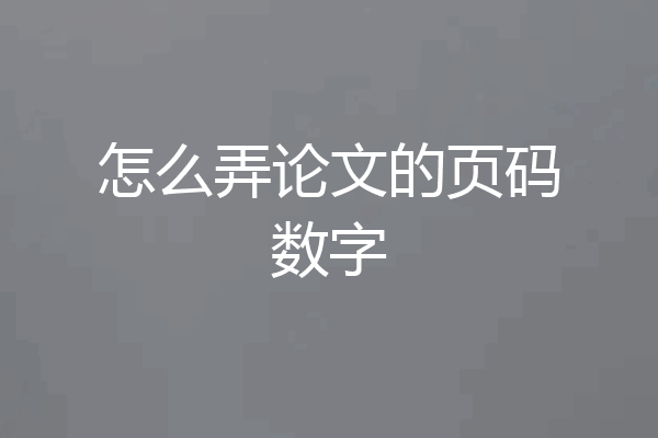 怎么弄论文的页码数字