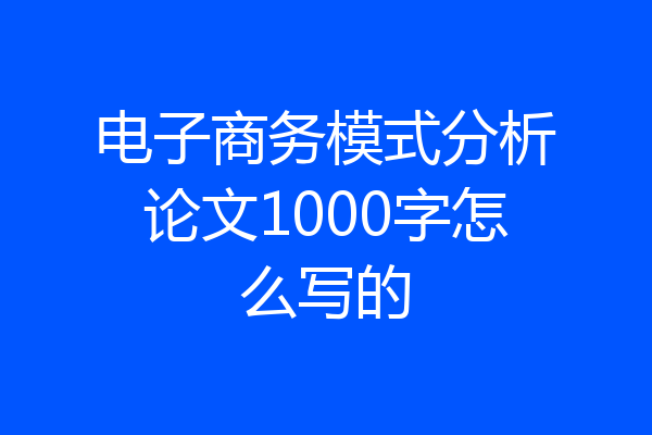 电子商务模式分析论文1000字怎么写的