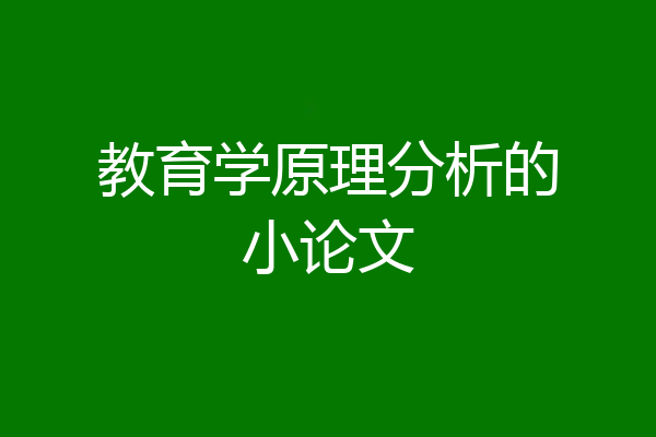 教育学原理分析的小论文