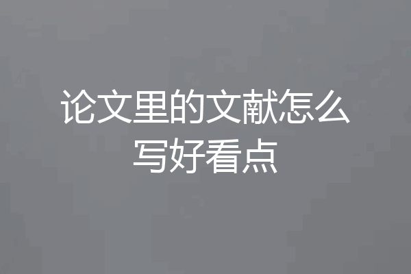 论文里的文献怎么写好看点