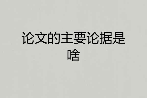 论文的主要论据是啥