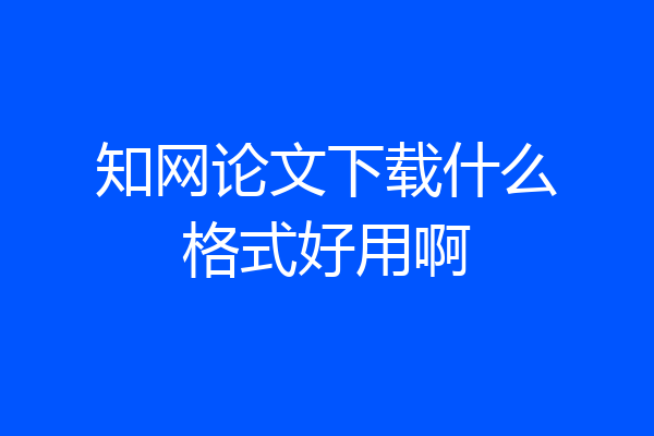 知网论文下载什么格式好用啊