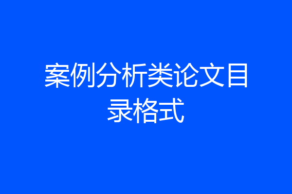 案例分析类论文目录格式