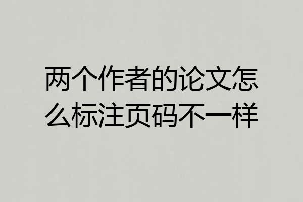 两个作者的论文怎么标注页码不一样