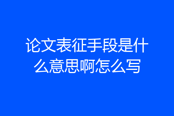 论文表征手段是什么意思啊怎么写