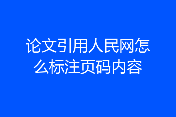 论文引用人民网怎么标注页码内容