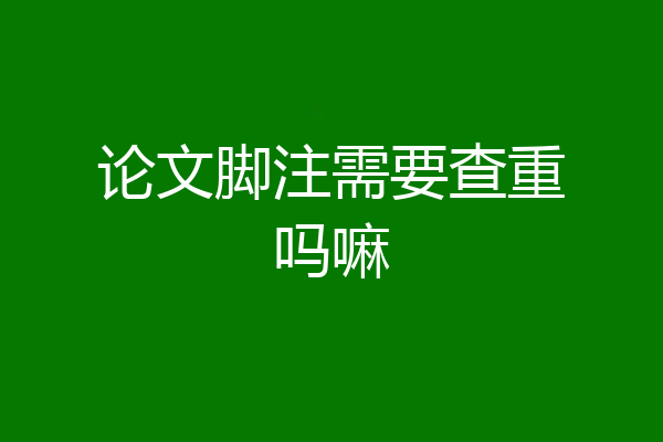 论文脚注需要查重吗嘛