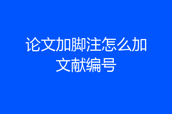论文加脚注怎么加文献编号