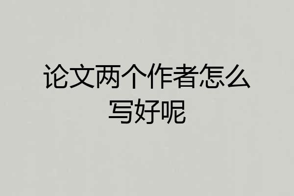 论文两个作者怎么写好呢