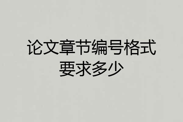 论文章节编号格式要求多少