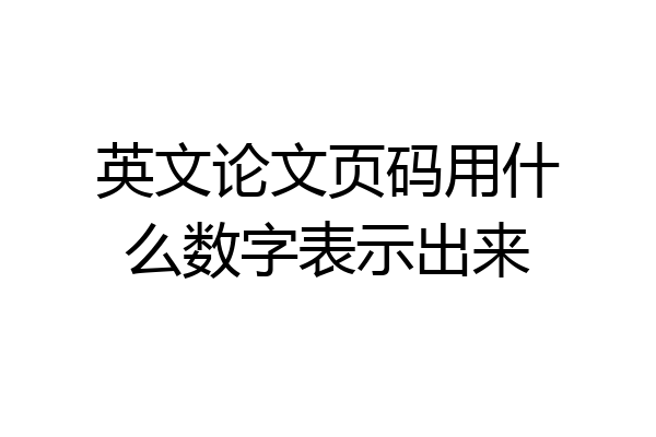 英文论文页码用什么数字表示出来