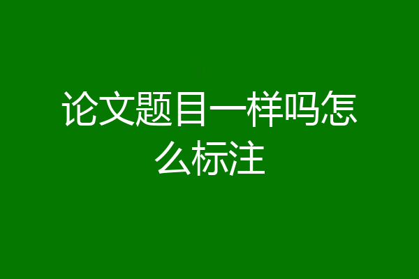 论文题目一样吗怎么标注