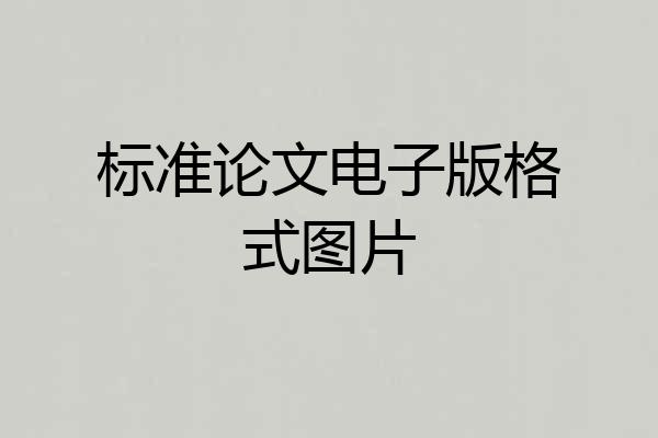 标准论文电子版格式图片