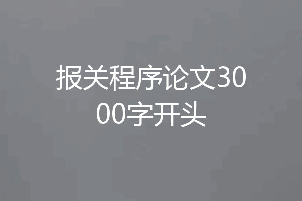 报关程序论文3000字开头
