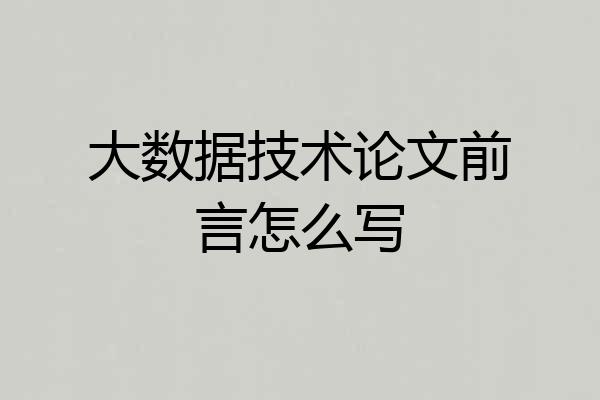 大数据技术论文前言怎么写