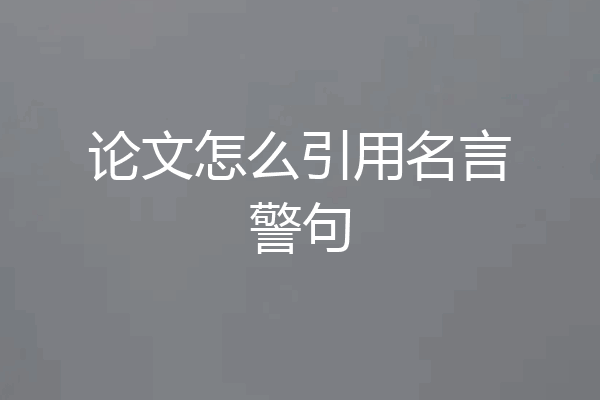 论文怎么引用名言警句