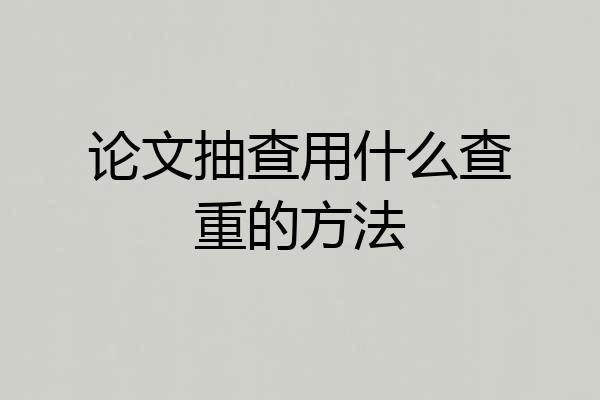 论文抽查用什么查重的方法