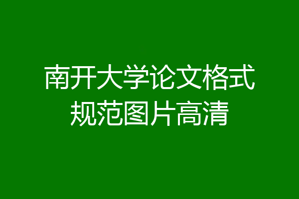 南开大学论文格式规范图片高清