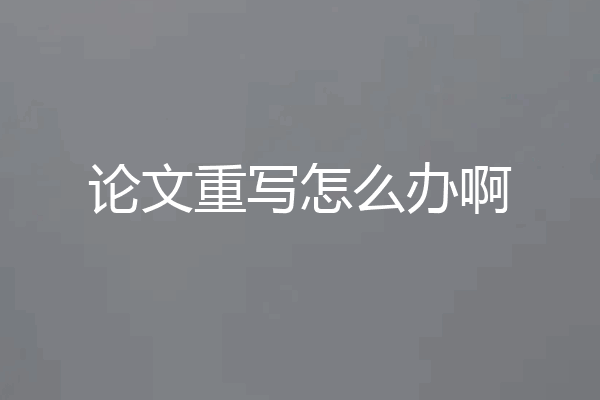 论文重写怎么办啊