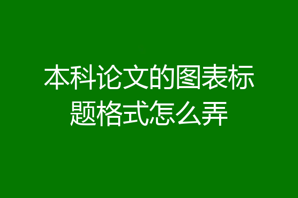 本科论文的图表标题格式怎么弄