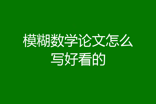 模糊数学论文怎么写好看的