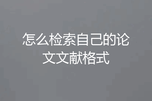 怎么检索自己的论文文献格式