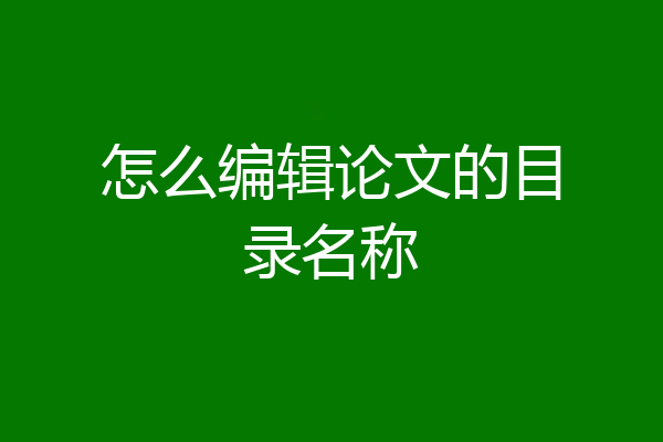 怎么编辑论文的目录名称
