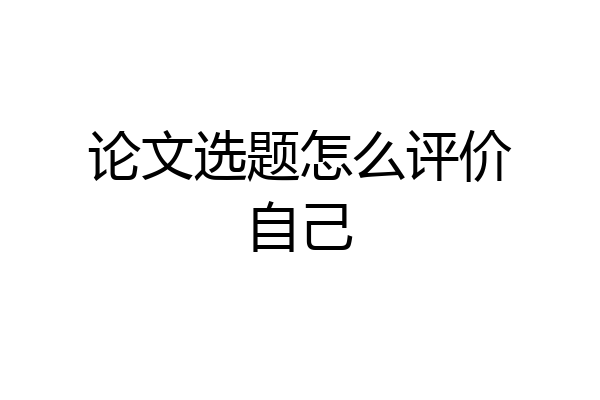 论文选题怎么评价自己