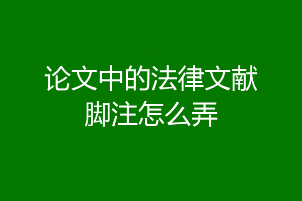 论文中的法律文献脚注怎么弄