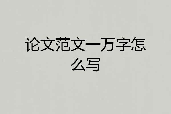 论文范文一万字怎么写