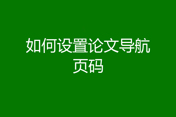 如何设置论文导航页码