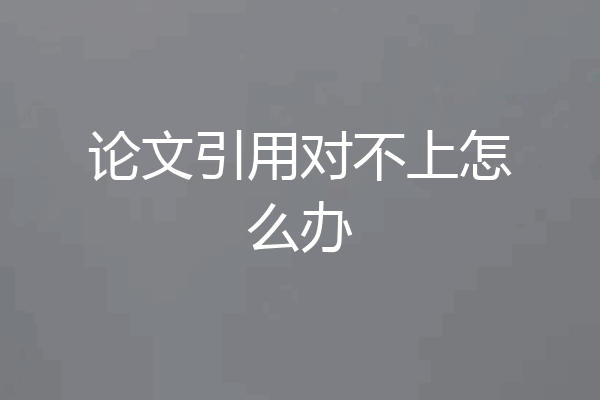 论文引用对不上怎么办
