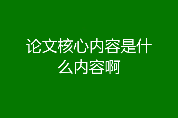 论文核心内容是什么内容啊