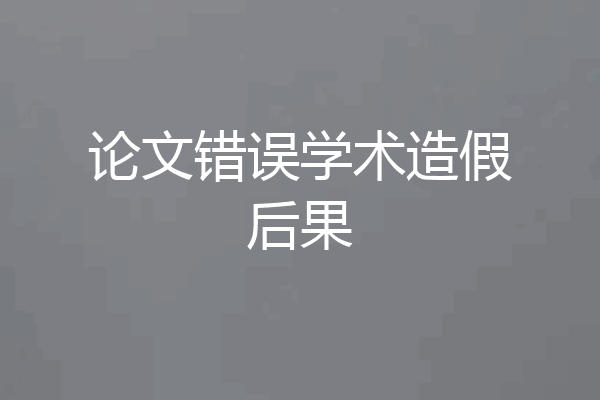 论文错误学术造假后果