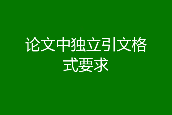 论文中独立引文格式要求