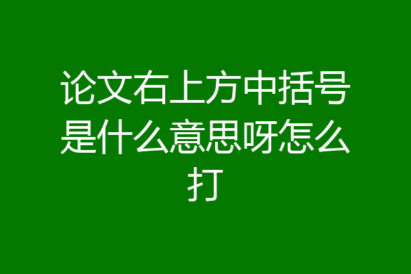论文右上方中括号是什么意思呀怎么打