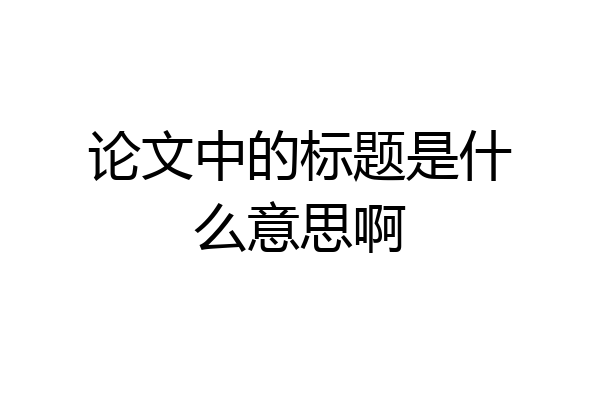 论文中的标题是什么意思啊