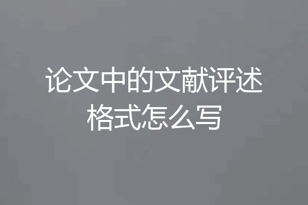 论文中的文献评述格式怎么写