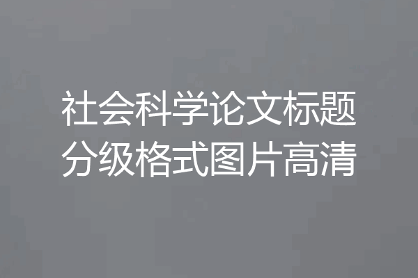 社会科学论文标题分级格式图片高清