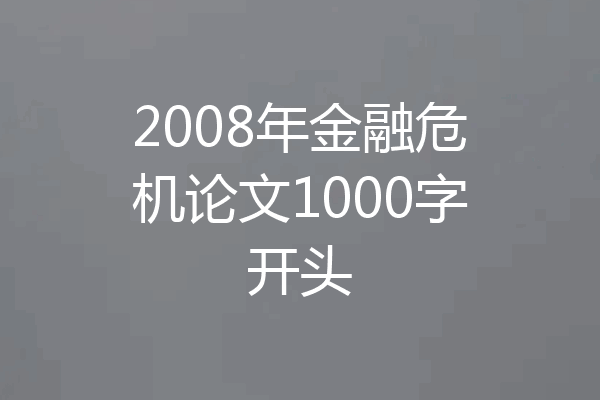 2008年金融危机论文1000字开头