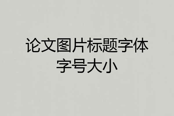 论文图片标题字体字号大小