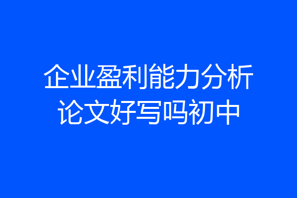 企业盈利能力分析论文好写吗初中