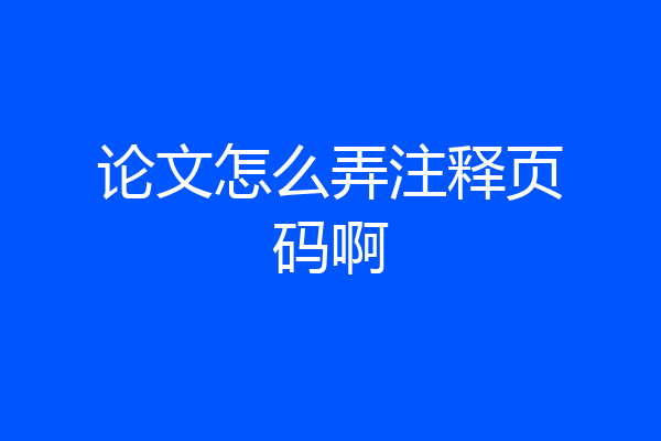 论文怎么弄注释页码啊