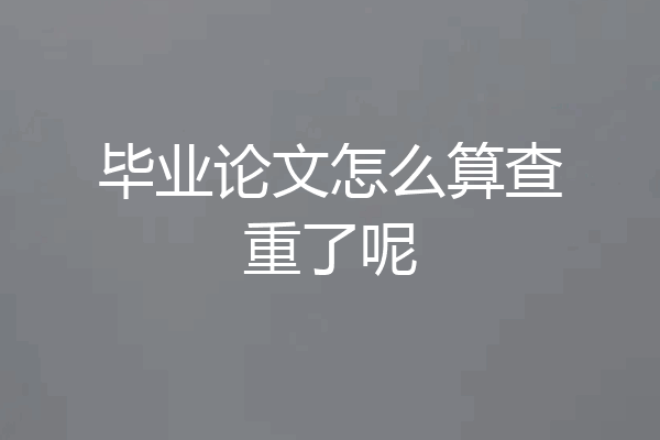 毕业论文怎么算查重了呢