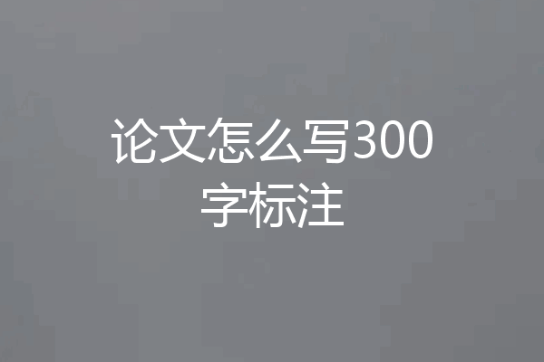 论文怎么写300字标注