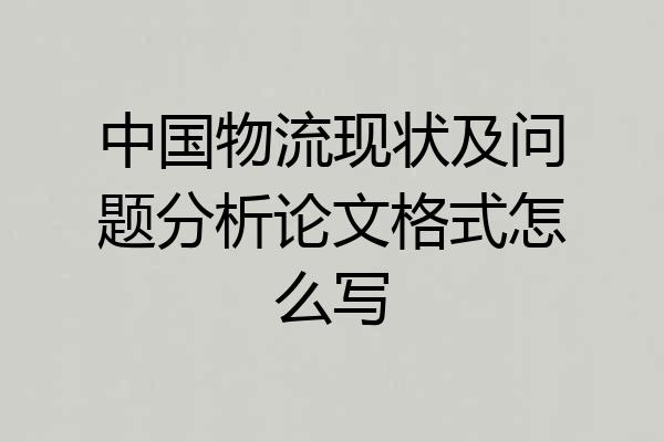 中国物流现状及问题分析论文格式怎么写