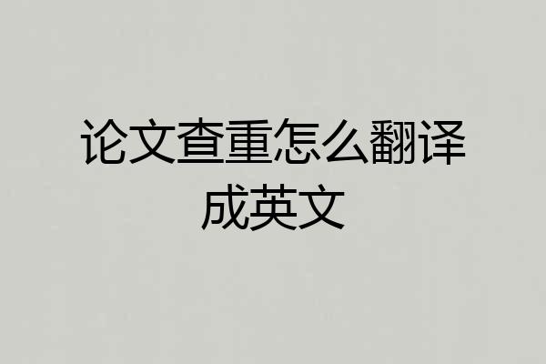 论文查重怎么翻译成英文