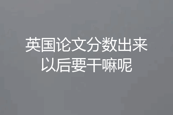 英国论文分数出来以后要干嘛呢